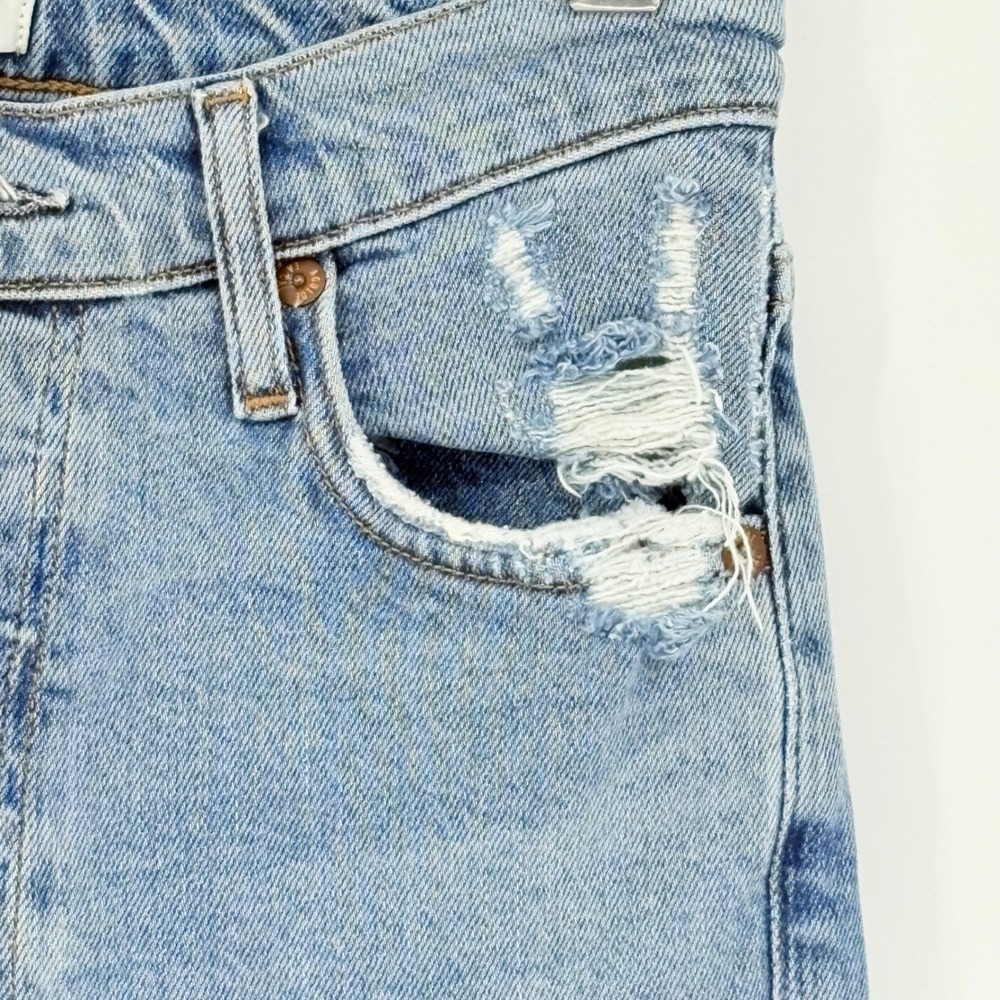 AGOLDE Nico High Rise Straight Leg Jeans Light Wash Distressed Raw Hem Size 25 - Picture 10 of 16